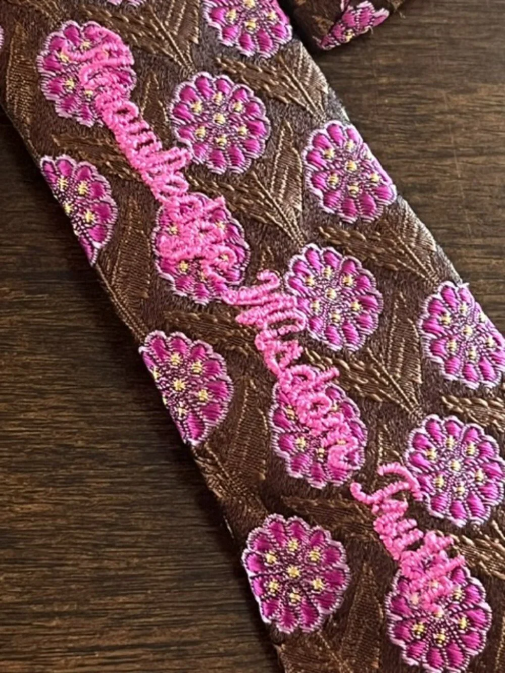 Robert Graham Silk Tie Brown Pink Floral Luxury Hand Sewn Knowledge Wisdom Truth